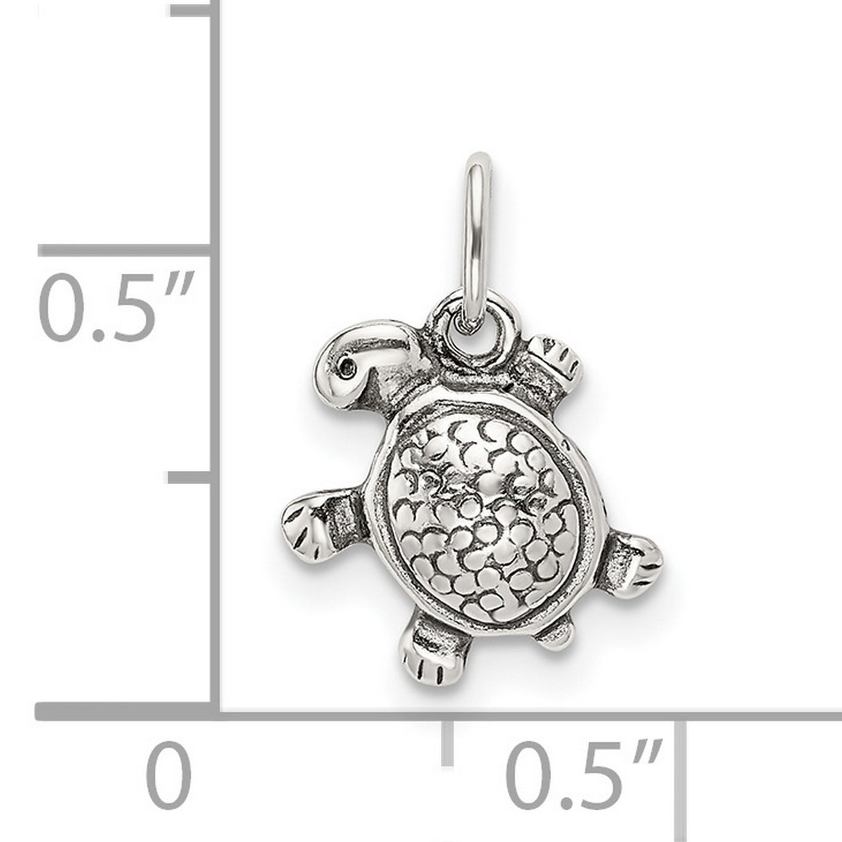 Antiqued Turtle Charm Pendant in Real 925 Sterling Silver