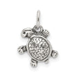 Antiqued Turtle Charm Pendant in Real 925 Sterling Silver