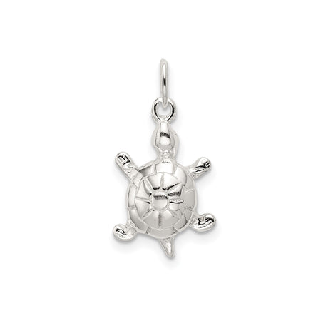 Sterling Silver Turtle Pendant with Sunburst Shell Design, Ocean-Inspired Symbolic Jewelry