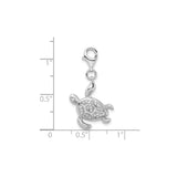 Sterling Silver Sea Turtle Charm with Cubic Zirconia Accents, Ocean-Inspired Jewelry