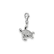 Sterling Silver Sea Turtle Charm with Cubic Zirconia Accents, Ocean-Inspired Jewelry