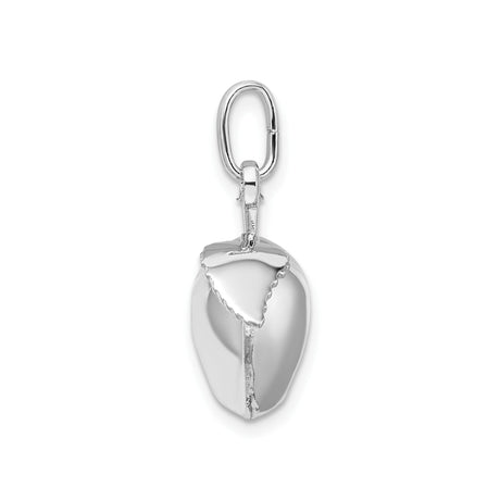 Sterling Silver Apple Shaped Pendant with Detailed Leaf Design, Symbolic Wellness Charm