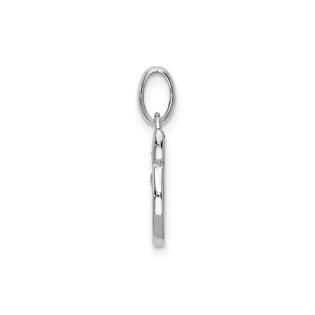 Sterling Silver Apple Charm Pendant with Textured Leaf and Stem Design for Women