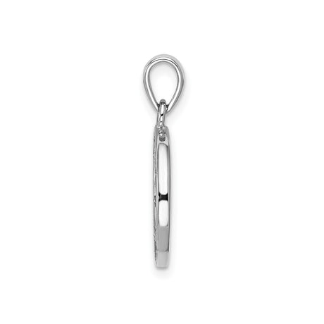 Sterling Silver Apple Pendant, Textured Circular Apple Design, Unisex Minimalist Jewelry