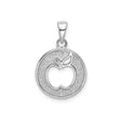 Sterling Silver Apple Pendant, Textured Circular Apple Design, Unisex Minimalist Jewelry