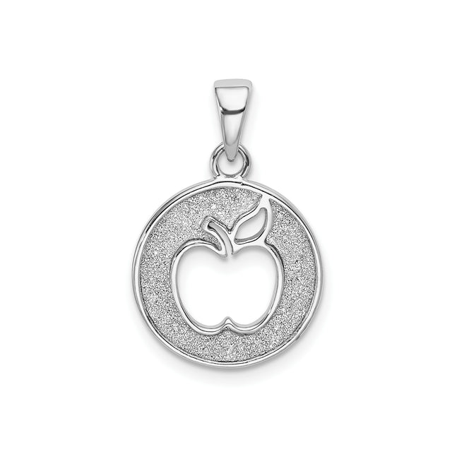 Sterling Silver Apple Pendant, Textured Circular Apple Design, Unisex Minimalist Jewelry