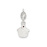 Sterling Silver Cupcake Charm with Garnet, Pink and Blue Enamel, Cherry Detail Theme