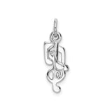 Sterling Silver Music Note Pendant with Treble Clef and Eighth Notes for Musicians