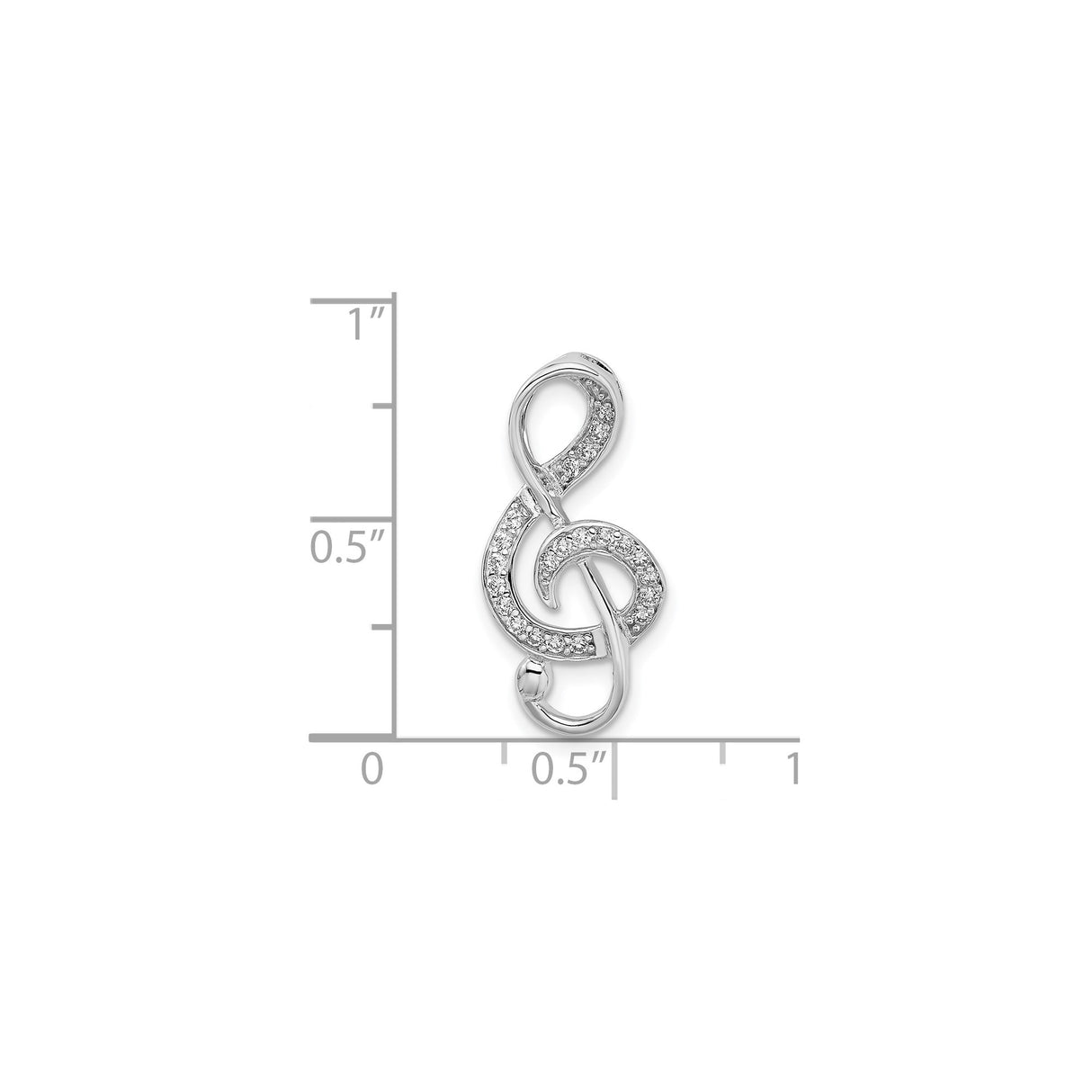 Sterling Silver Treble Clef Pendant with Cubic Zirconia, Musical Note Charm for Women