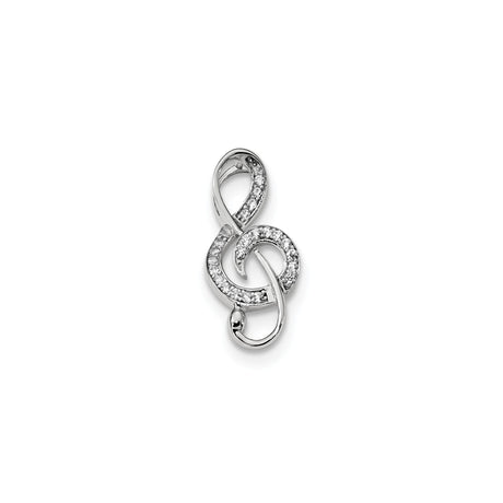 Sterling Silver Treble Clef Pendant with Cubic Zirconia, Musical Note Charm for Women