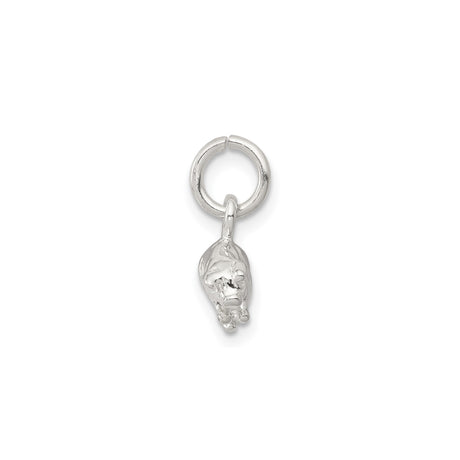 Sterling Silver Pig Charm Pendant, 3D Farm Animal Jewelry, Prosperity Feng Shui Symbol