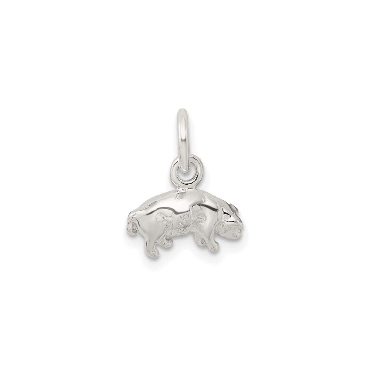 Sterling Silver Pig Charm Pendant, 3D Farm Animal Jewelry, Prosperity Feng Shui Symbol