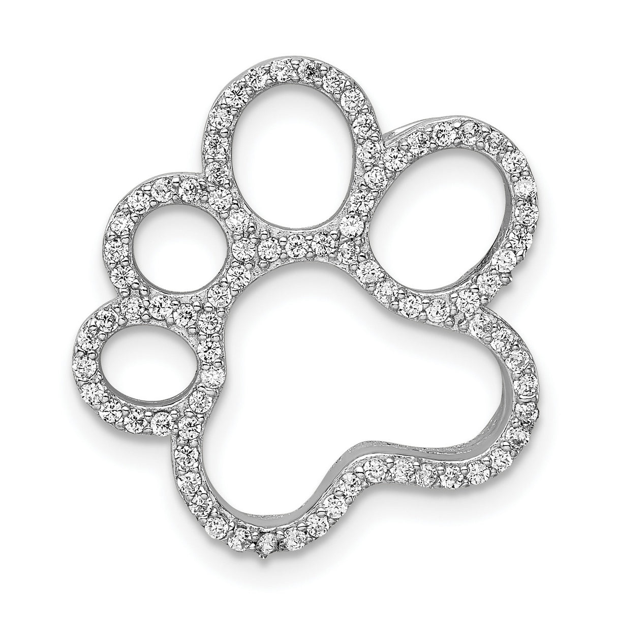 Sterling Silver Paw Print Pendant with Cubic Zirconia, Pet Memorial Charm for Unisex Wear