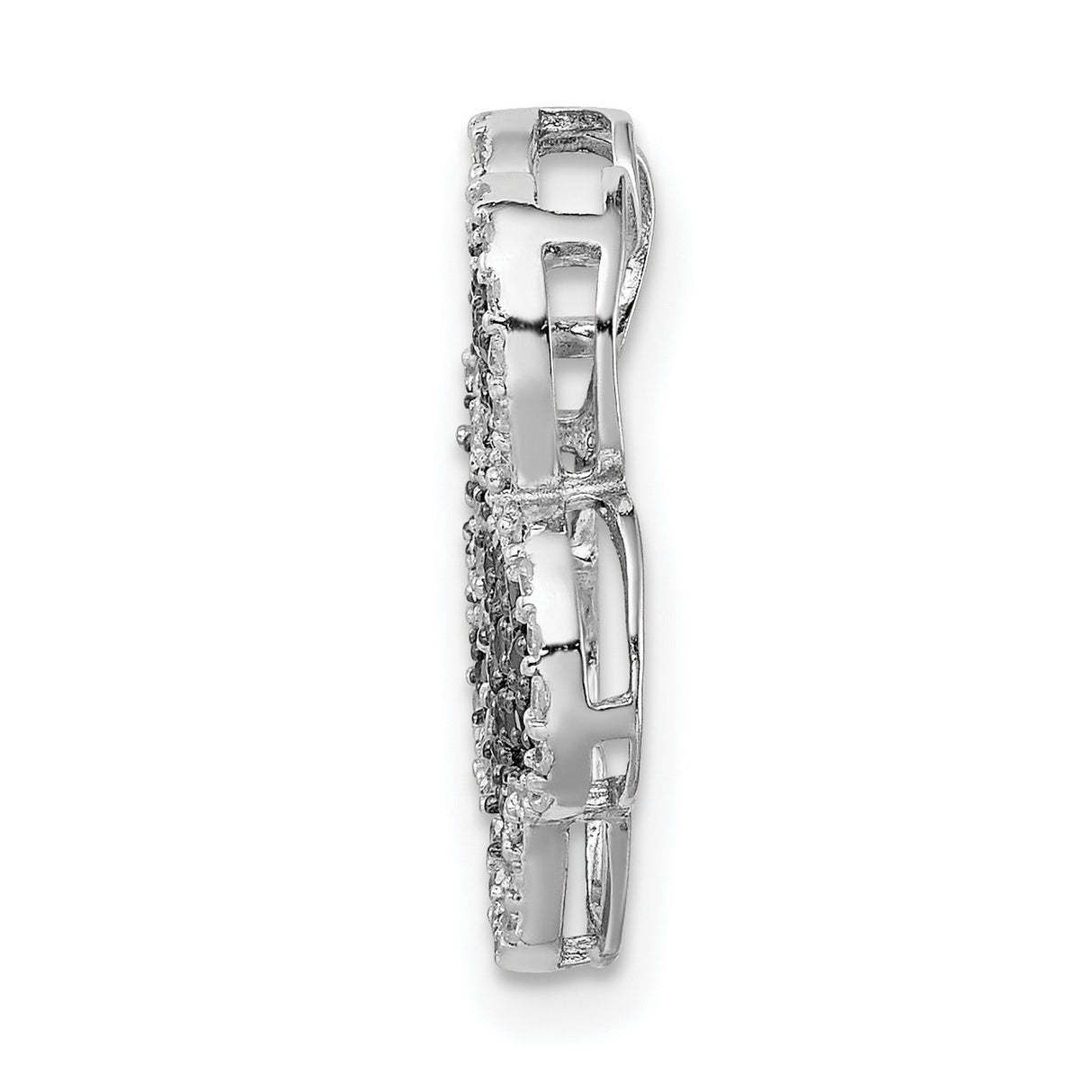 Sterling Silver Paw Pendant with Black and White Cubic Zirconia, Pet Memorial Jewelry