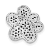 Sterling Silver Paw Pendant with Black and White Cubic Zirconia, Pet Memorial Jewelry