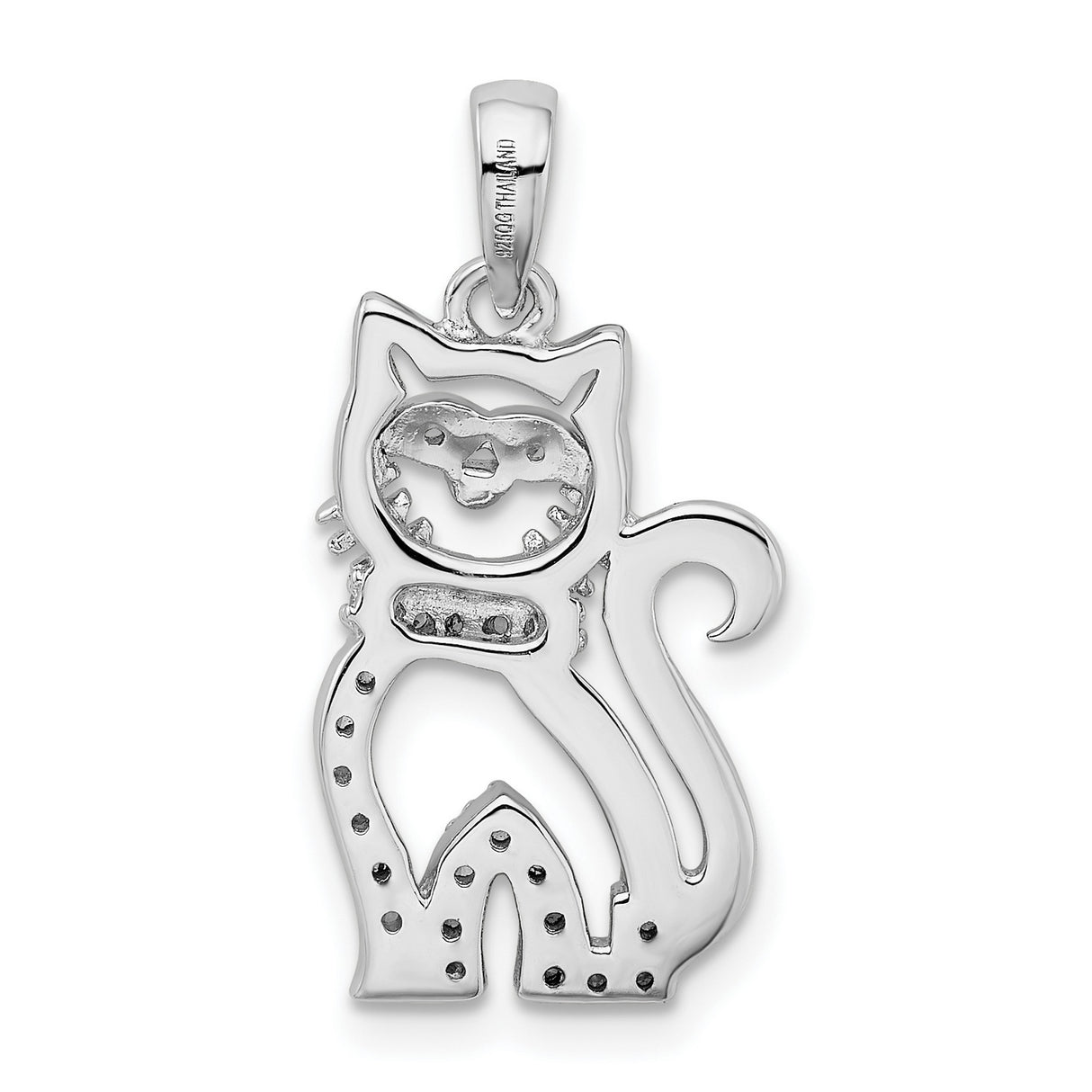 CZ Cat Charm Pendant in Real 925 Sterling Silver