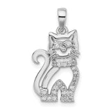 CZ Cat Charm Pendant in Real 925 Sterling Silver