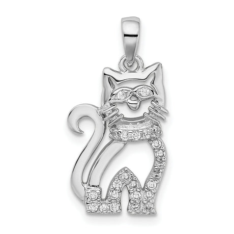 CZ Cat Charm Pendant in Real 925 Sterling Silver