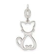 Polished Cat Charm Pendant in Real 925 Sterling Silver