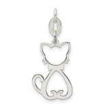 Polished Cat Charm Pendant in Real 925 Sterling Silver
