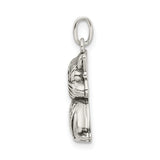 Antiqued Cat Charm Pendant in Real 925 Sterling Silver