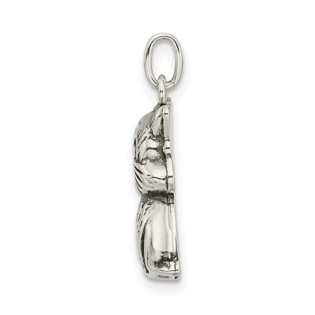 Antiqued Cat Charm Pendant in Real 925 Sterling Silver