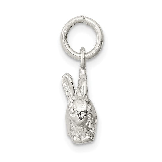 Sterling Silver Rabbit Charm Pendant, Lifelike Bunny Symbolizing Luck and Gentleness