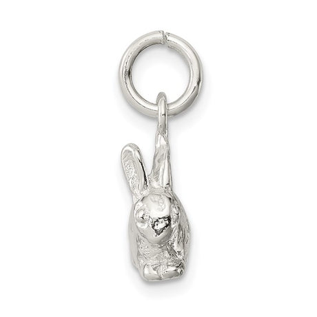 Sterling Silver Rabbit Charm Pendant, Lifelike Bunny Symbolizing Luck and Gentleness