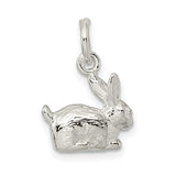 Sterling Silver Rabbit Charm Pendant, Lifelike Bunny Symbolizing Luck and Gentleness