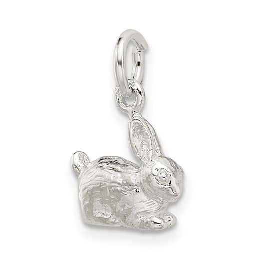 Sterling Silver Rabbit Charm Pendant, Lifelike Bunny Symbolizing Luck and Gentleness