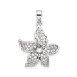 Sterling Silver Flower Pendant with Cubic Zirconia, Five Petal Design, Nature Inspired Jewelry