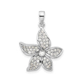 Sterling Silver Flower Pendant with Cubic Zirconia, Five Petal Design, Nature Inspired Jewelry
