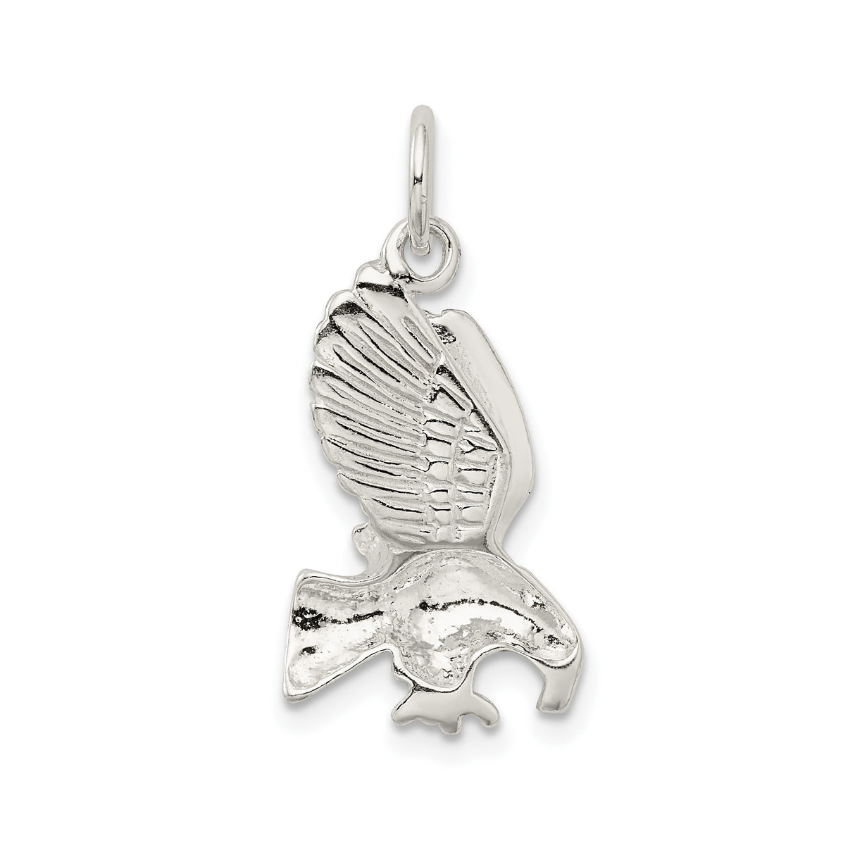 Sterling Silver Eagle Pendant with Outstretched Wings, Symbol of Freedom and Strength