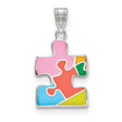 Sterling Silver Autism Puzzle Pendant with Colorful Enamel Segments