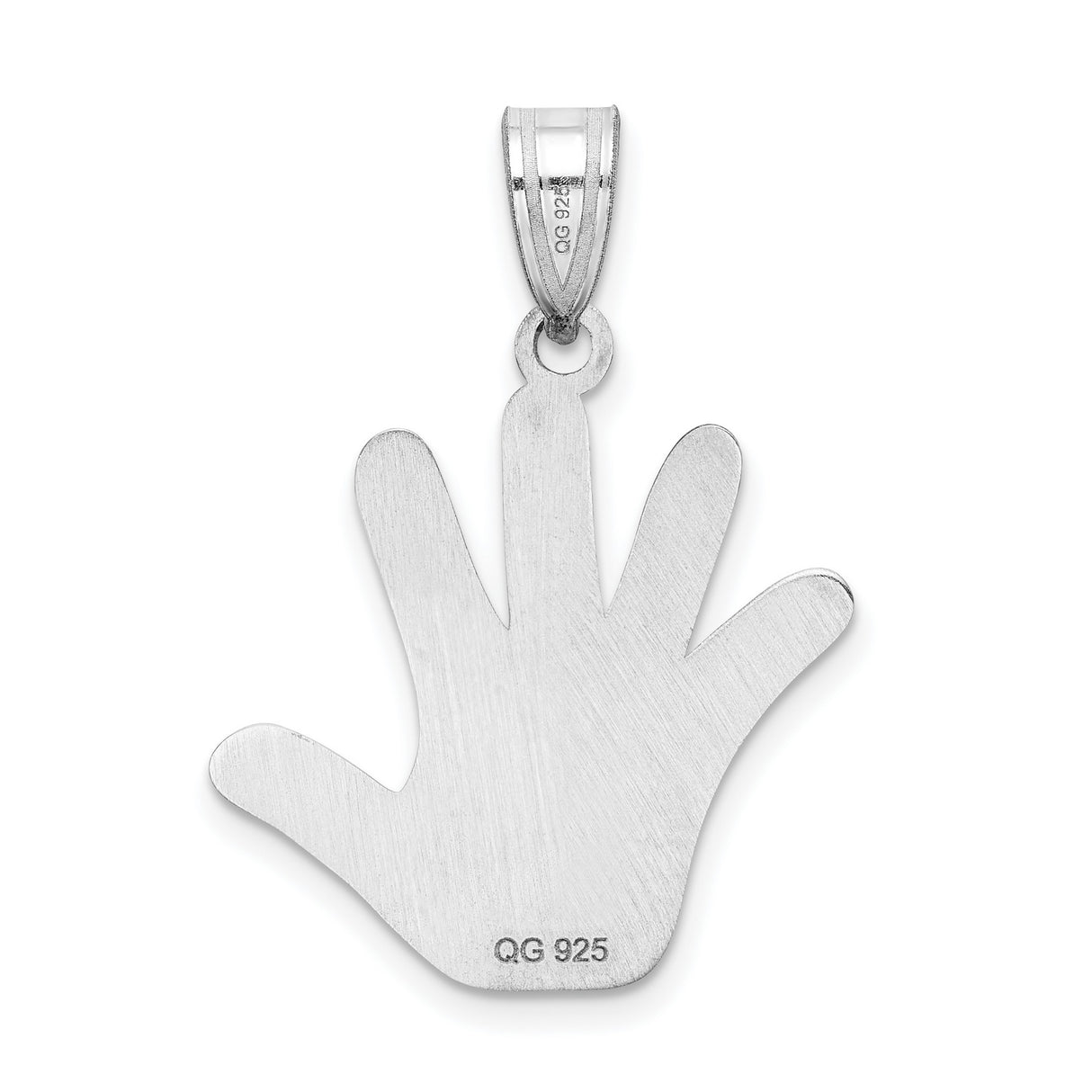 Multi Color Autism Hand Print With Puzzle Piece Charm Pendant in Real 925 Sterling Silver