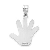 Multi Color Autism Hand Print With Puzzle Piece Charm Pendant in Real 925 Sterling Silver