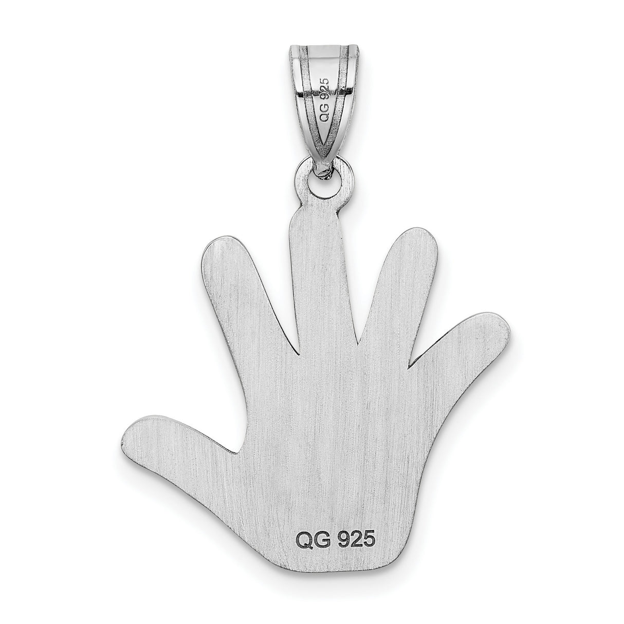 Sterling Silver Hand Shaped Pendant with Colorful Enamel Fingers and Smiling Face
