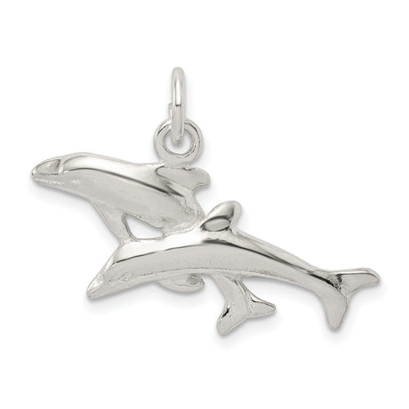 Dolphins Charm Pendant in Real 925 Sterling Silver