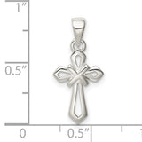 Sterling Silver Cross Pendant with Beveled Geometric Design and Mirror Finish