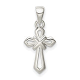 Sterling Silver Cross Pendant with Beveled Geometric Design and Mirror Finish