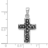 Sterling Silver Cross Pendant with Oxidized Finish, Gothic Vintage Religious Design for Men and Women