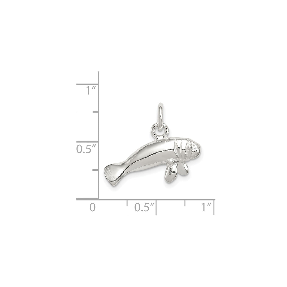 Sterling Silver Manatee Pendant, Ocean Animal Charm, Sea Life Marine Jewelry