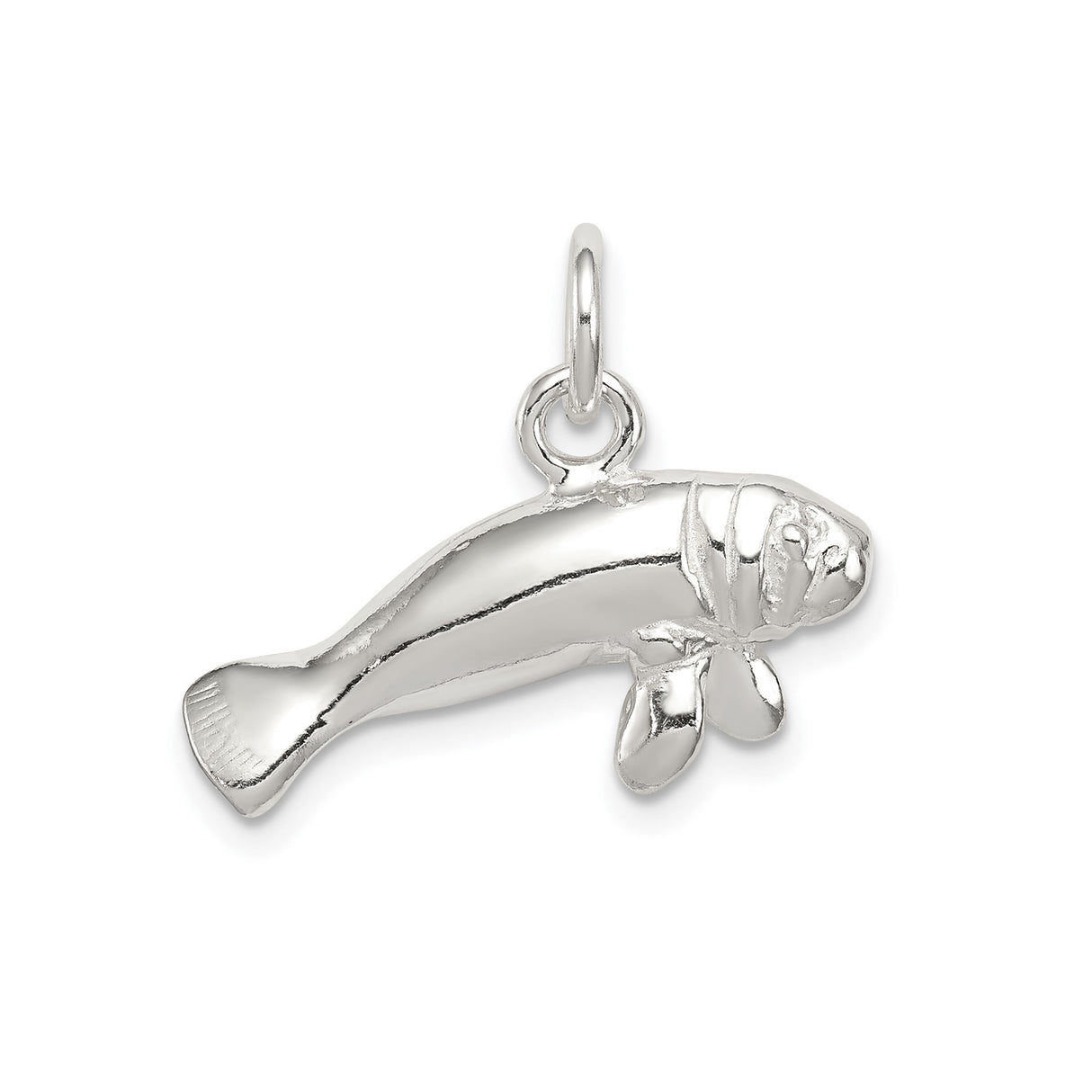 Sterling Silver Manatee Pendant, Ocean Animal Charm, Sea Life Marine Jewelry