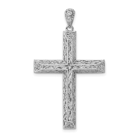 Sterling Silver Cross Pendant with Filigree Hollow Design, Vintage Religious Symbol for Men and Women