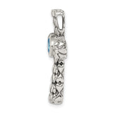 Sterling Silver Cross Pendant with Cushion Cut Cubic Zirconia, Textured Bezel Design