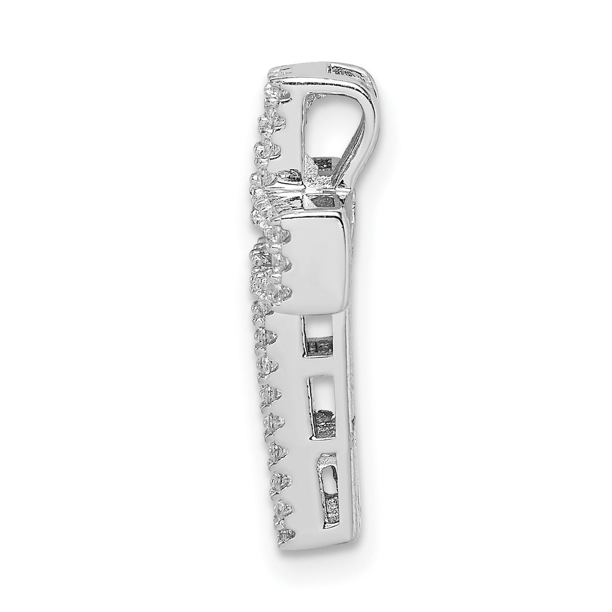 Sterling Silver Cross Pendant with Cubic Zirconia Baguette and Pink Halo, Unisex Religious Jewelry