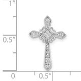 Sterling Silver Cross Pendant with Cubic Zirconia Accents and High Polish Finish