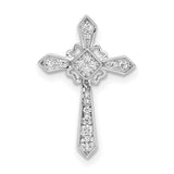 Sterling Silver Cross Pendant with Cubic Zirconia Accents and High Polish Finish
