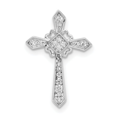 Sterling Silver Cross Pendant with Cubic Zirconia Accents and High Polish Finish
