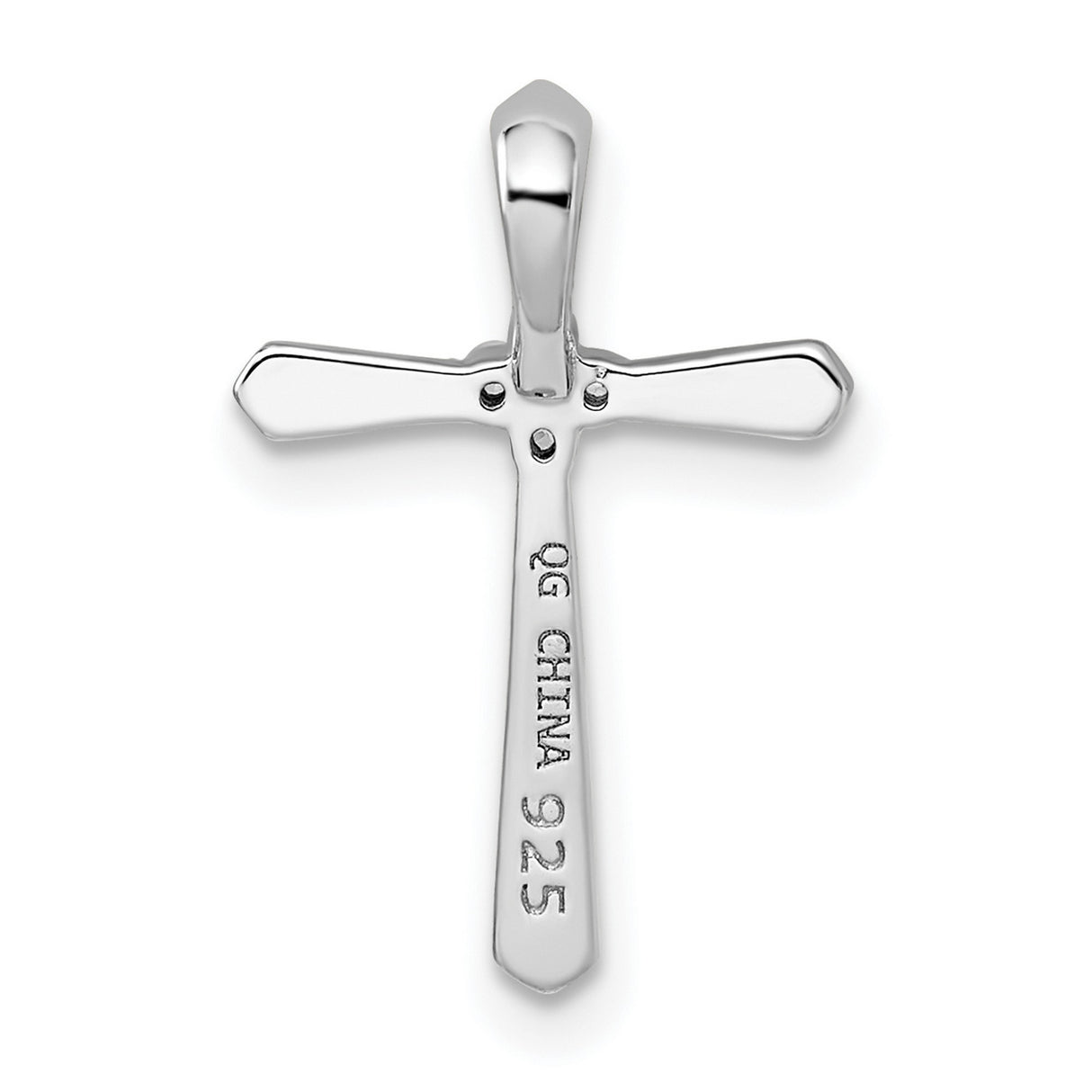 Sterling Silver Cross Pendant with Cubic Zirconia, Mirror Finish, Modern Faith Design